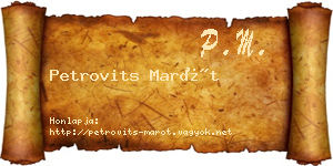 Petrovits Marót névjegykártya